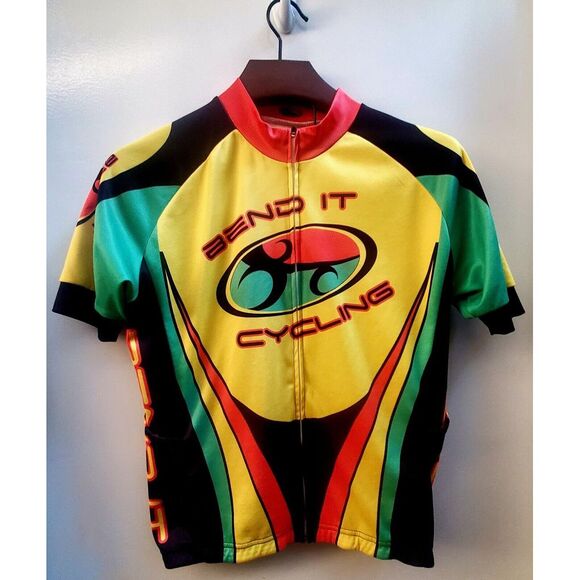 Bend It Cycling Jersey Bundle LG Club Cut (1) Org/Yel(1) Org/Yel/Grn Cycle Bike - Picture 2 of 16